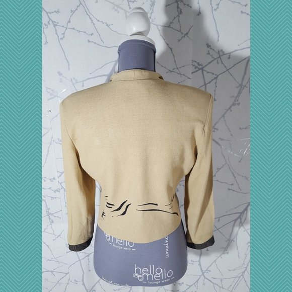 City Girl VTG Pale Yellow Indigenous Symbols Printed Single Button Blazer - Picture 4 of 5